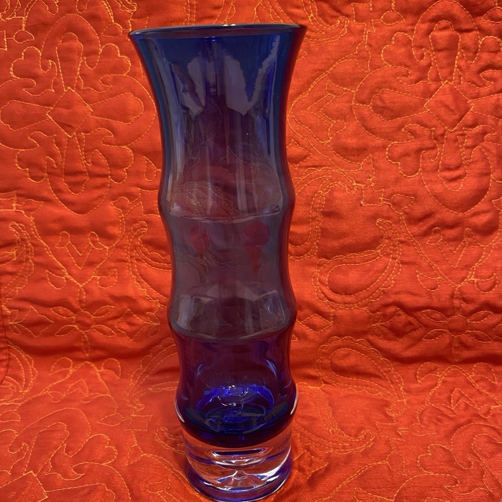 Aseda Glasbruk Cobalt Blue Glass Vase ~ Designer Bo Borgstrum ~ Scandinavian MCM